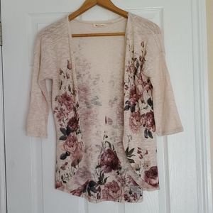 Rolla Coster floral cream burgandy open cardigan S